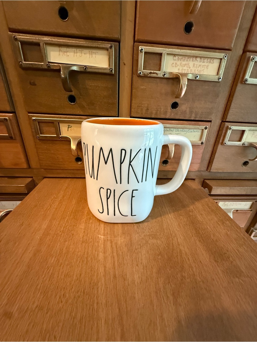 Rae Dunn Pumpkin Spice Mug Orange Interior Artisan Collection Fall Coffee Cup